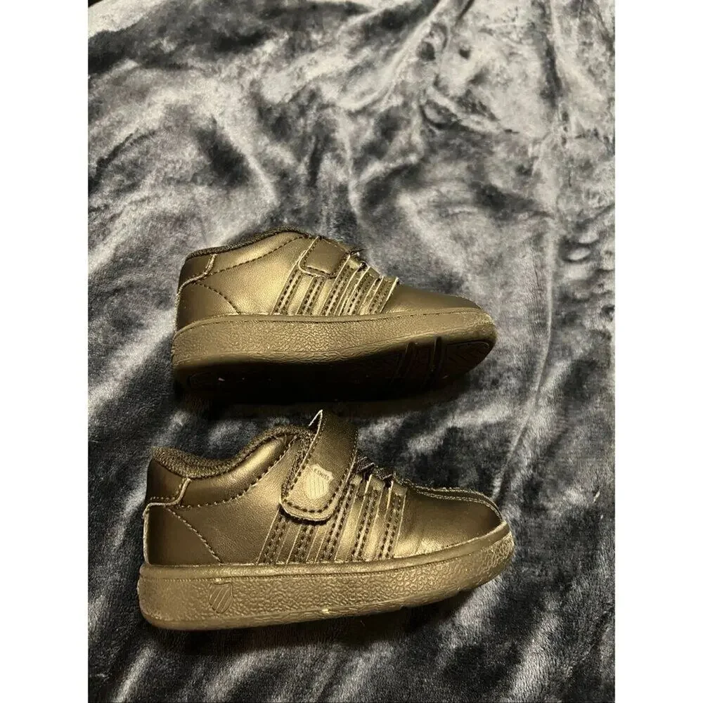 K-Swiss Toddler Size 4 Black Uniform School Shoes Hook & Loop Sneakers EUC